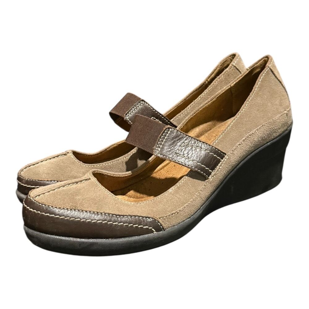 NaturalSoul By Naturalizer Ivani Brown Suede Mary Jane Wedges Shoes Women’s 10 M